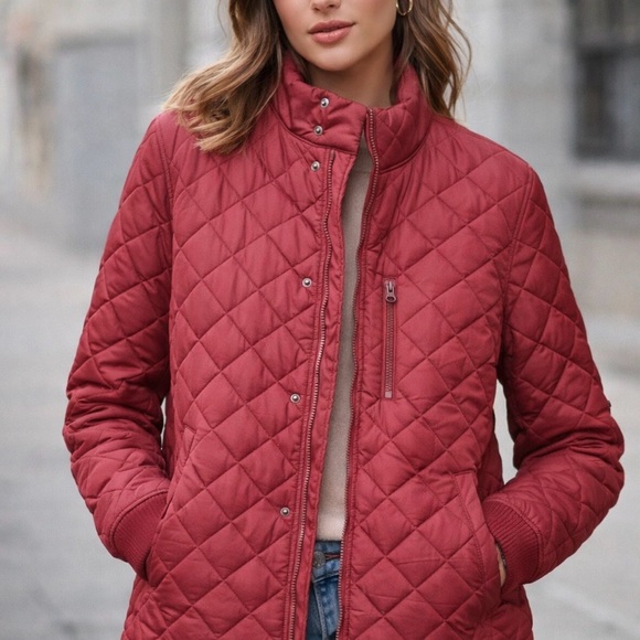 Banana Republic Women's Quilted Puffer Jacket - Red - Picture 2 of 8